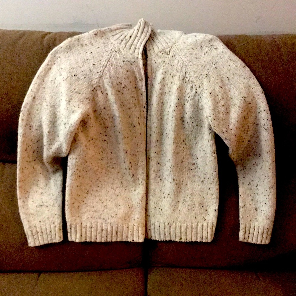 HANNAH Wool Cream Multicolor Zip Cardigan Sweater